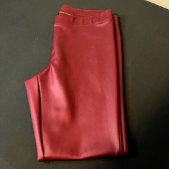 Women's Faux Leather Express Leggings, Size Large, Wine Color